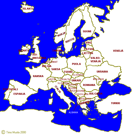 Euroopan valtiolliset rajat 1996