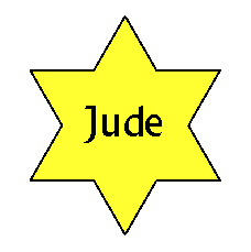 Keltainen Daavidin tähti - juutalaisten pakollinen tunnus.