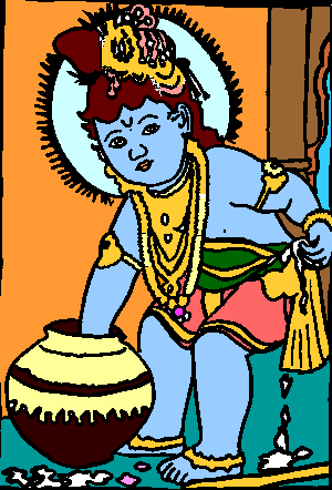 Krishna kuvataan usein nuorena paimenena, tss Krishna-lapsi