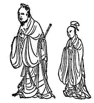 Kungfutse ja hnen oppilaansa. Kivipiirros 1100-luvulta.