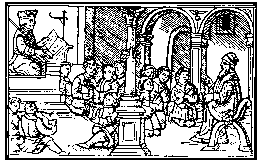 teinit oppimassa kuva Olaus Magnin teoksesta Historia de gentibus 
septentrionalibus v 1555